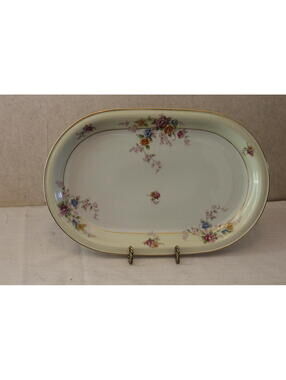Vintage Hutschenreuther Bavaria 7587 Oval Serving Platter - Floral Gold Trim